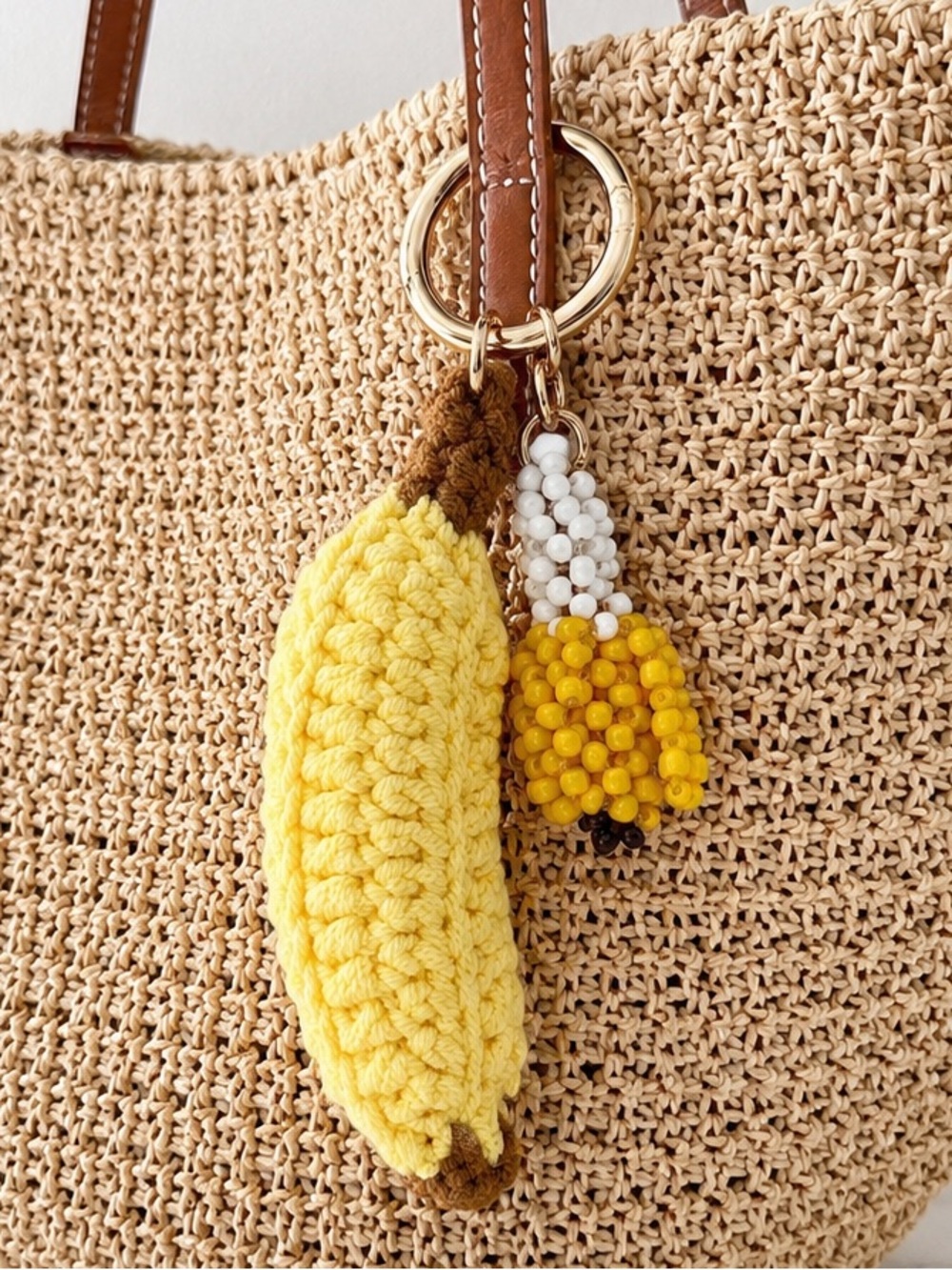 Banana Crochet & Beaded Bag Charm – Yellow / Multi Gold 🍌✨ - Picture 2 of 5